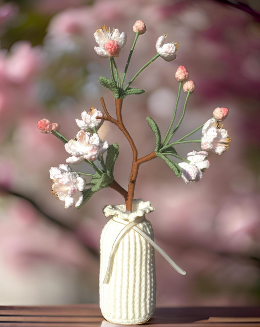 Handmade Crochet Begonia Flower Arrangement in Yarn Vase