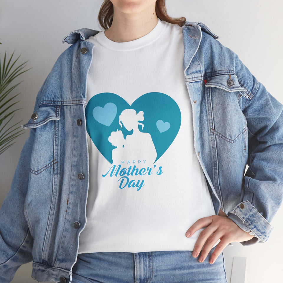 Personalized Best MOM Tshirt Blue_Red Heart