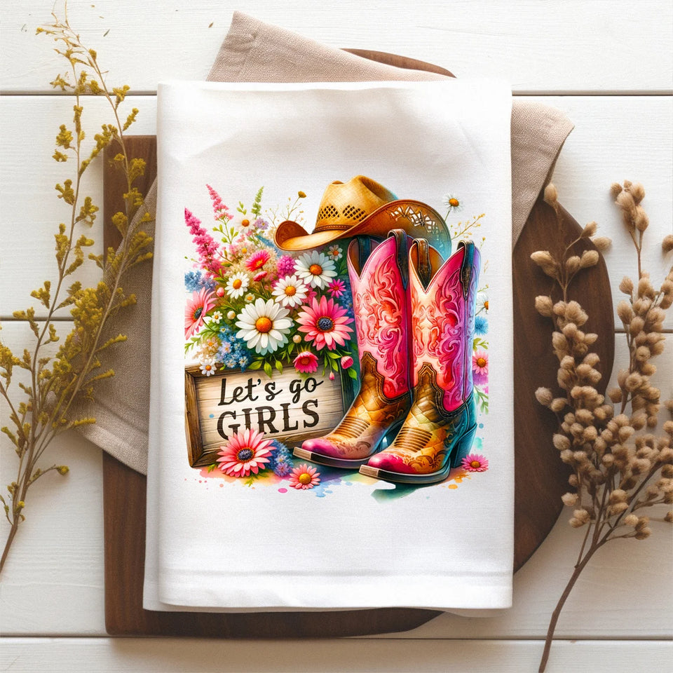 Personalized Funny Kitchen Towel Let's Go Girls Kitchen Decor