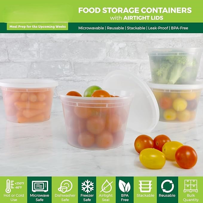 Food Storage Containers 16 oz Plastic Deli Containers