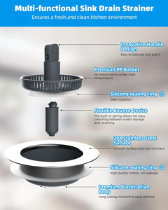 Sink Drain Strainer and Stopper Combo