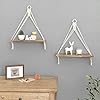 Boho Macrame Hanging Shelves Set of 2 Rustic Wood Decor
