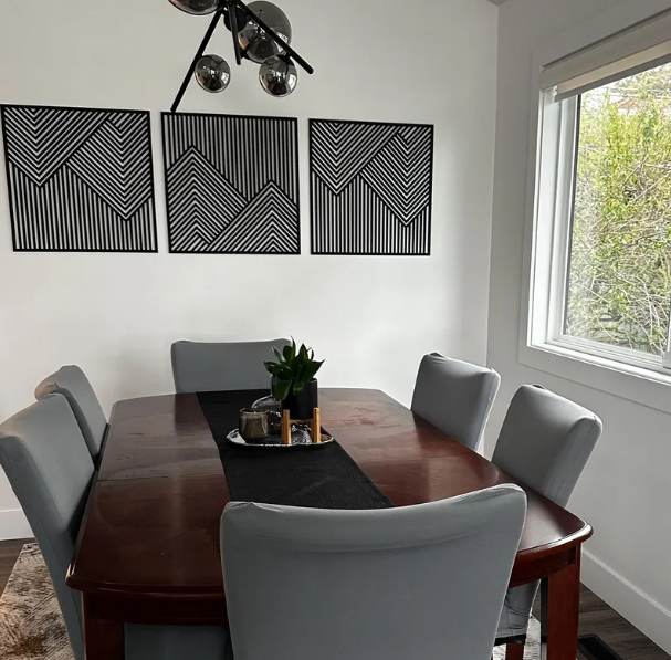 Mountain With Lines Panel Set of 2-3 Wood Picture Living Room