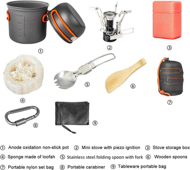 Portable Camp Stove Camping Cookware Set Lightweight