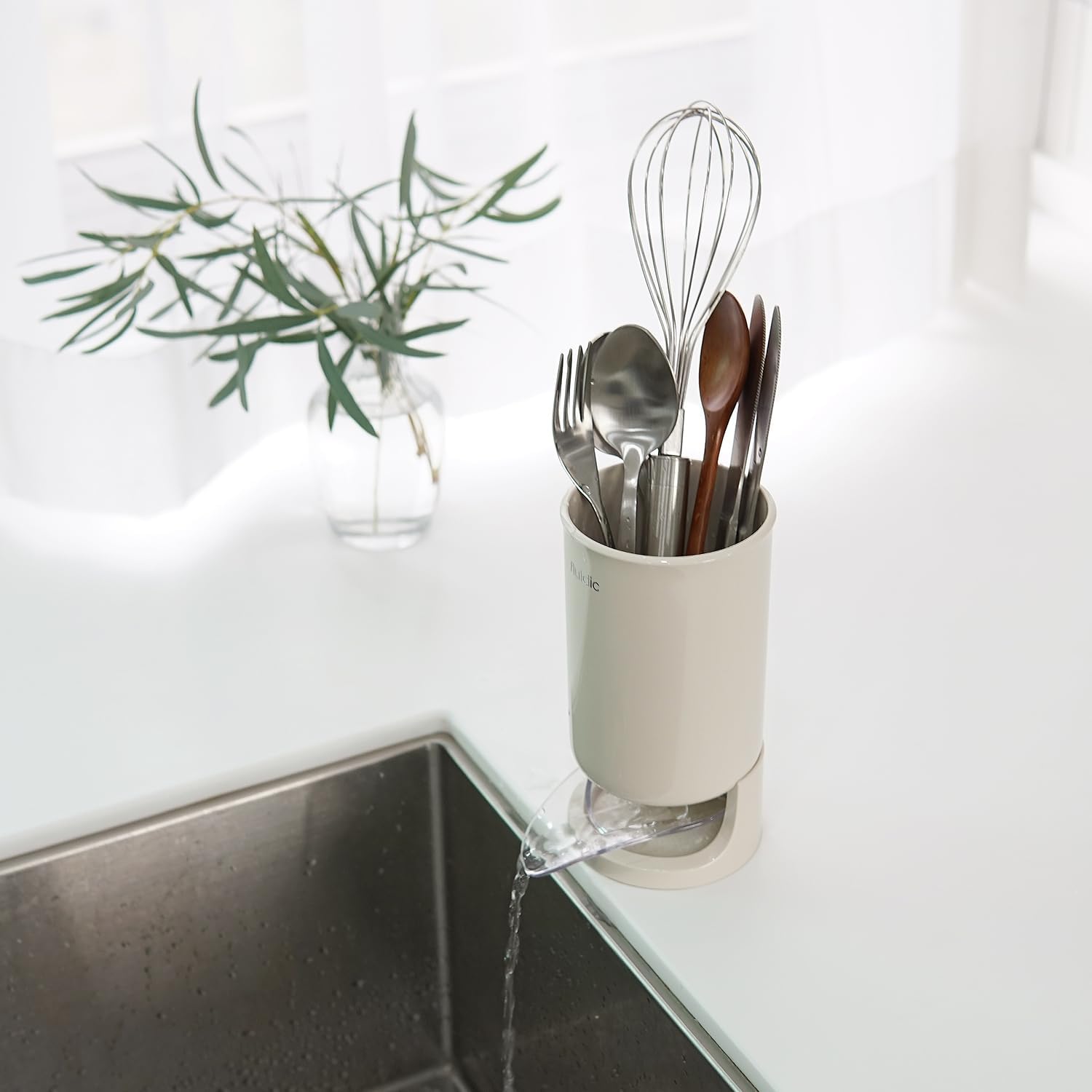 Self Draining Kitchen Utensil Drying Holder for Countertop