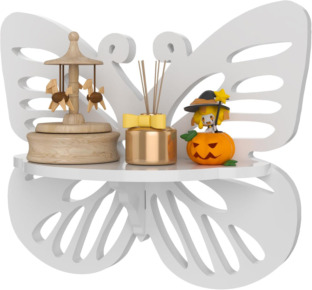 Butterfly Shaped Nursery Floating Wall Shelf for Kids Room