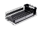 Expandable Black Dish Drying Rack with Cutlery & Cup Holder | Rust-Proof Sink Drainer