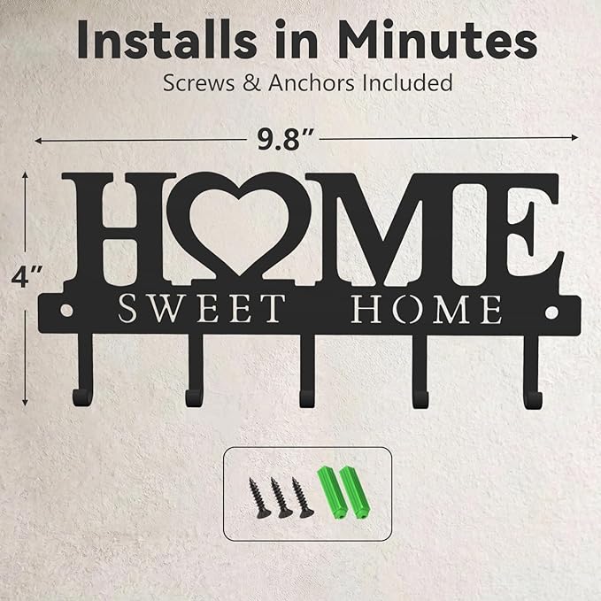 Entryway Wall Key Holder with 5 Hooks Sweet Home Design