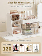 Large Capacity Makeup Organizer with Clear Acrylic Drawers