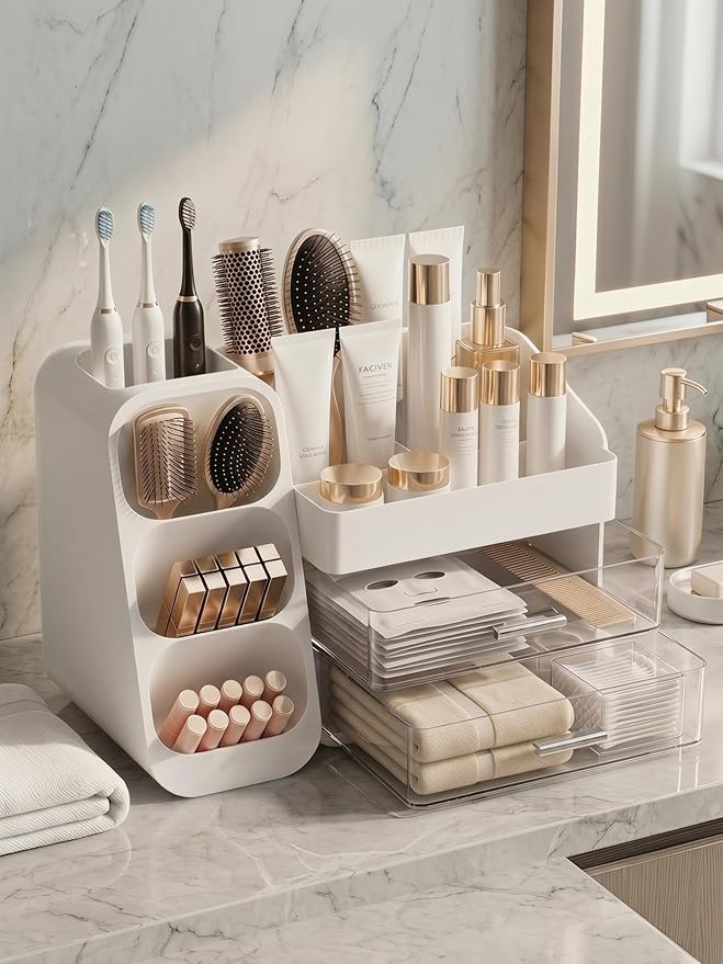 Large Capacity Makeup Organizer with Clear Acrylic Drawers