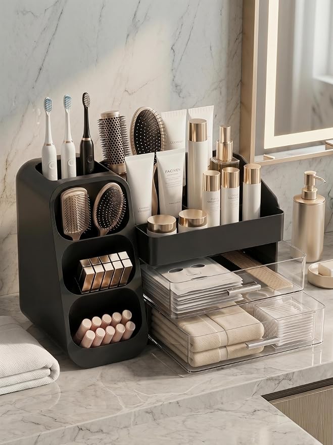 Large Capacity Makeup Organizer with Clear Acrylic Drawers