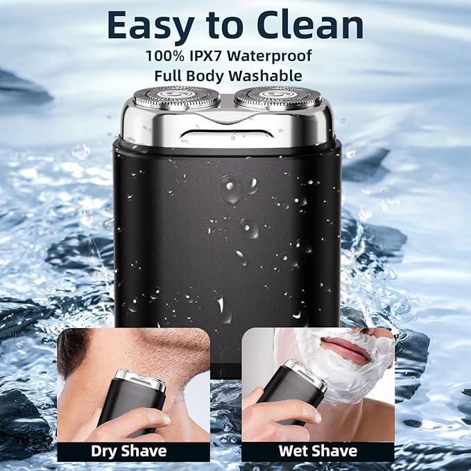 Mini Dual-Head Electric Shaver, Portable Electric Razor for Men,  Rechargeable Waterproof Shaver for Home, Car, Travel
