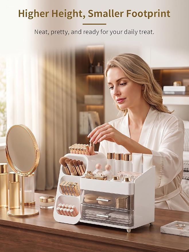 Large Capacity Makeup Organizer with Clear Acrylic Drawers