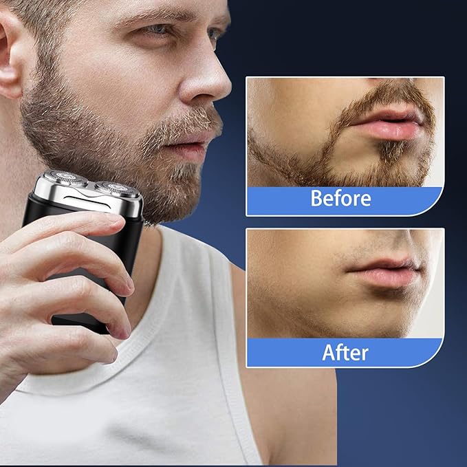 Mini Dual-Head Electric Shaver, Portable Electric Razor for Men,  Rechargeable Waterproof Shaver for Home, Car, Travel