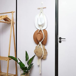 Macrame Hat Hangers Boho Hat Rack Cowboy Hat Hanger Back of Door Hat Organizer