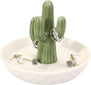 Ceramic Cactus Ring Holder with Derorative White Dish for Jewelry