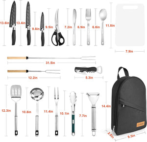 28 Piece Cooking Utensils Set Bag Camping