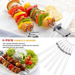 6 Packs Barbecue Skewers 13" BBQ Camping Picnic