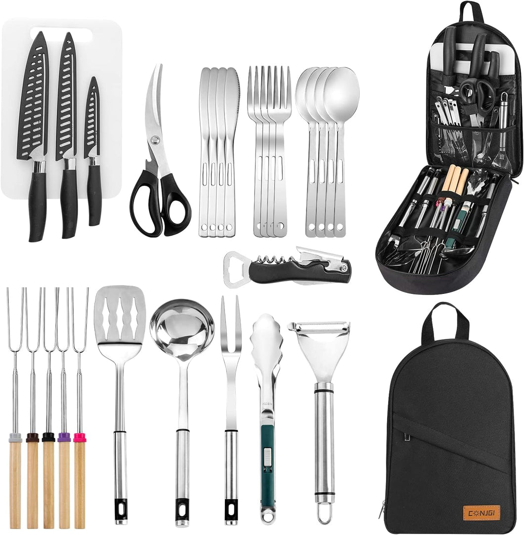 28 Piece Cooking Utensils Set Bag Camping