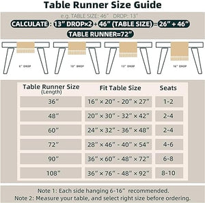 Boho Table Runner for Home Decor 72 Inches Long Farmhouse Rustic Table Runner Cream & Brown Macrame Table Runner