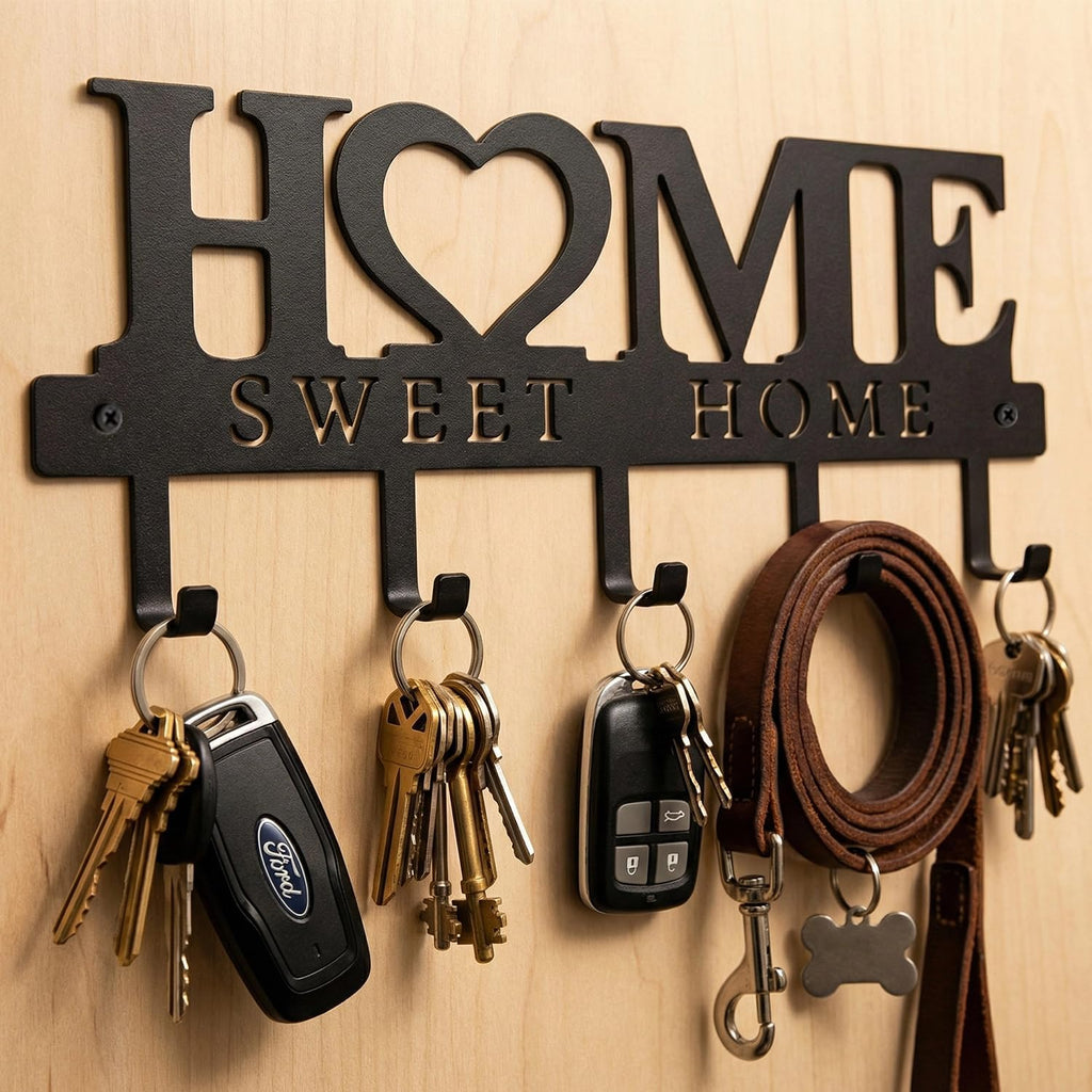 Entryway Wall Key Holder with 5 Hooks Sweet Home Design