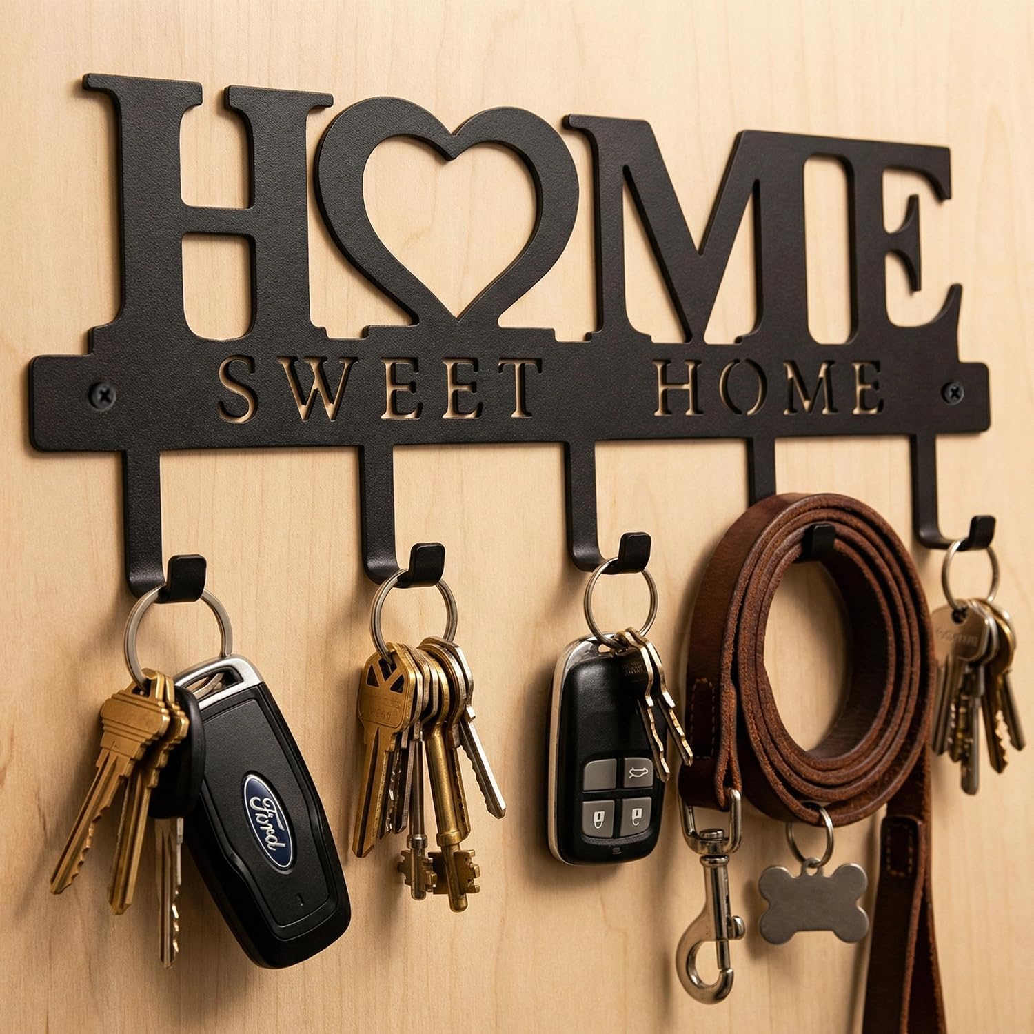 Entryway Wall Key Holder with 5 Hooks Sweet Home Design