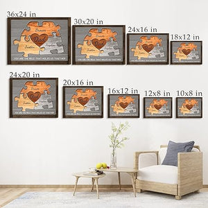 Custom Rustic Wood Puzzle Piece Sign Canvas Prints With Name