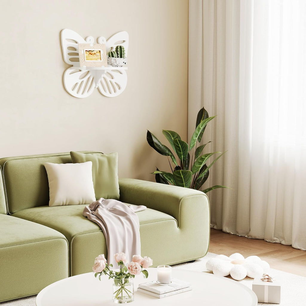 Butterfly Shaped Nursery Floating Wall Shelf for Kids Room