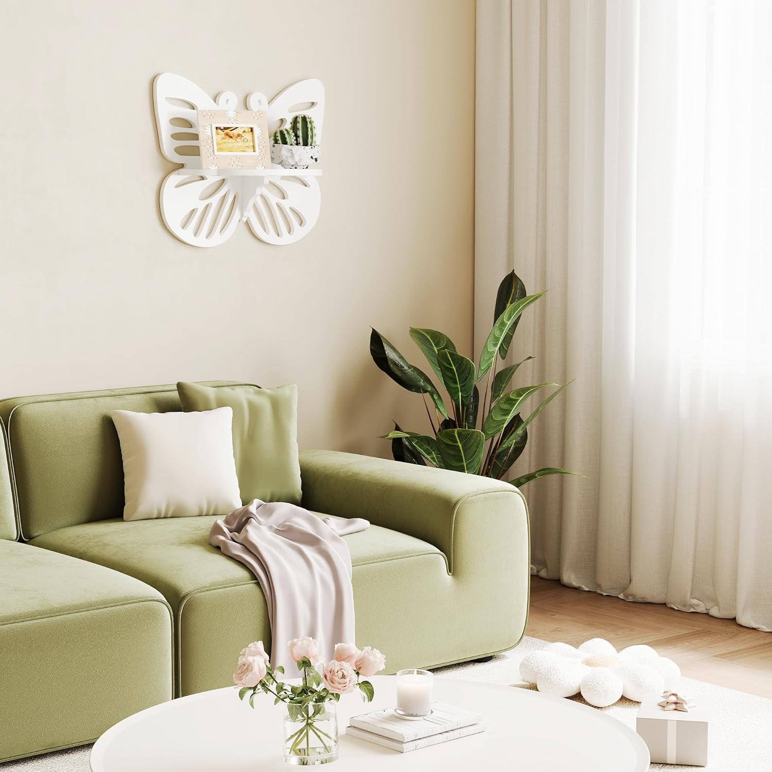 Butterfly Shaped Nursery Floating Wall Shelf for Kids Room