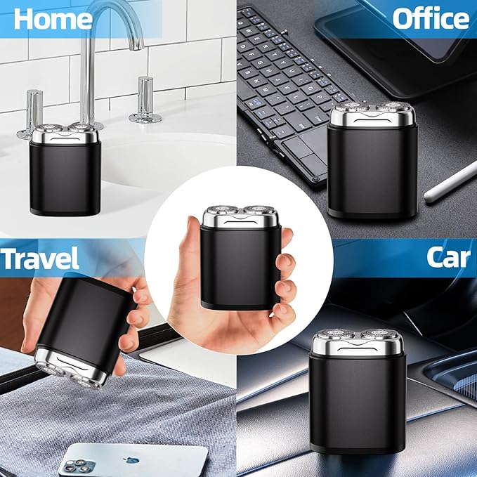 Mini Dual-Head Electric Shaver, Portable Electric Razor for Men,  Rechargeable Waterproof Shaver for Home, Car, Travel