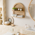 Boho Rattan Wall Shelf 2 Tier Arched Nursery Decor