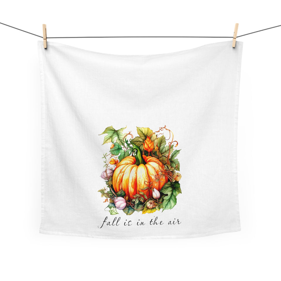 Personalized Fall is in the Air Painted Pumpkin Dish Towel-Autumn Thanksgiving Tea Towel Kitchen Decor