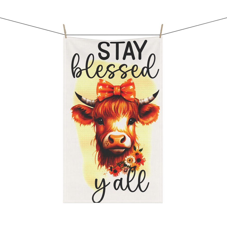 Personalized Funny Kitchen Towel Stay Blessed Yall  Kitchen Decor