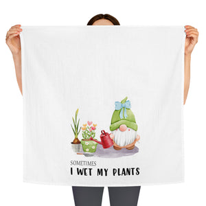 I Wet My Plants Funny Gnomes Tea Dish Towel - Spring Gnome Towel Kitchen Décor