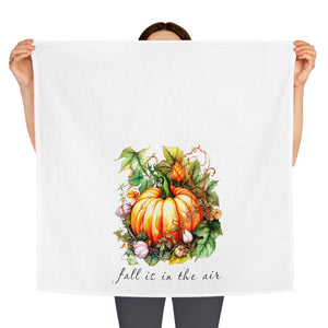 Personalized Fall is in the Air Painted Pumpkin Dish Towel-Autumn Thanksgiving Tea Towel Kitchen Decor