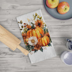 Personalized Fall Pumpkin Sunflowers Tea Towel Kitchen Decor-Thanksgiving Gift for Mom
