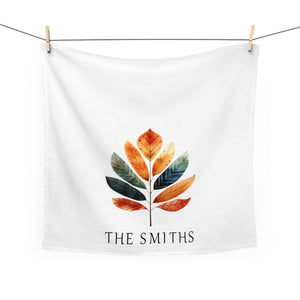 Personalized Fall Leaf Dish Towel - Autumn Thanksgiving Tea Towel Kitchen Decor