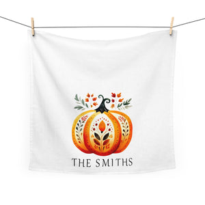 Personalized Fall Painted Pumpkin Dish Towel-Thanksgiving Tea Towel Kitchen Decor