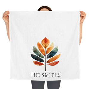 Personalized Fall Leaf Dish Towel - Autumn Thanksgiving Tea Towel Kitchen Decor