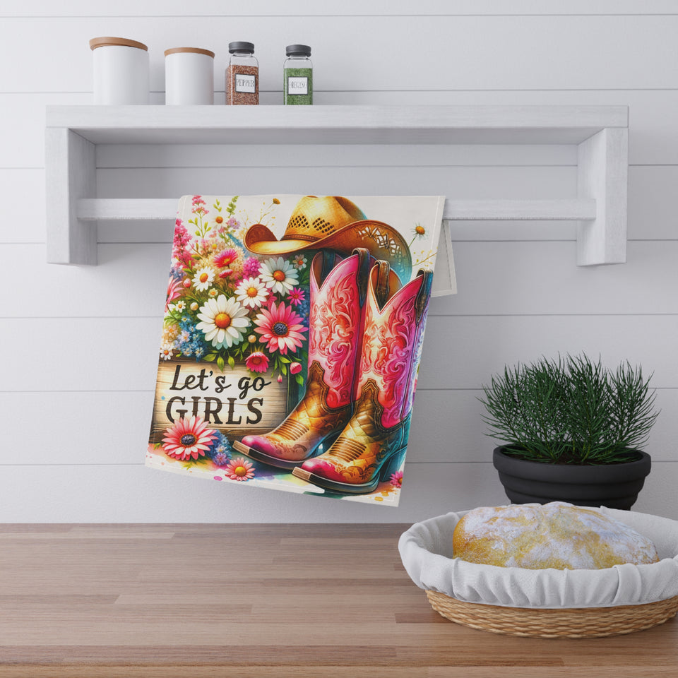 Personalized Funny Kitchen Towel Let's Go Girls Kitchen Decor