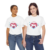 Personalized MOM Tshirt Small Blue_Red Heart For The Best Gift Custom Name_Date