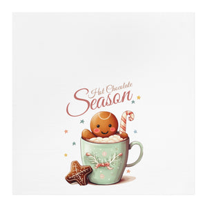 Hot Chocolate Season Merry Christmas Tea Dish Towel - Winter Tea Towel Kitchen Décor