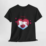 Personalized MOM Tshirt Small Blue_Red Heart For The Best Gift Custom Name_Date