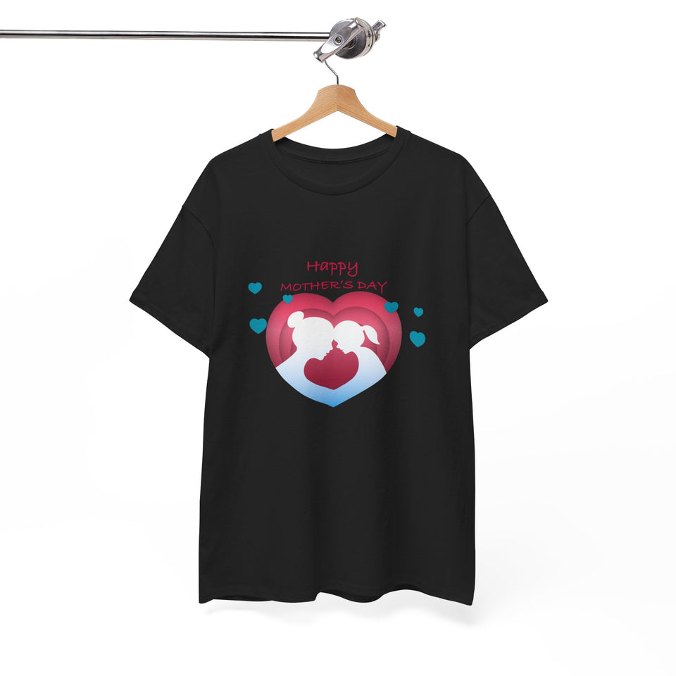 Personalized MOM Tshirt Small Blue_Red Heart For The Best Gift Custom Name_Date