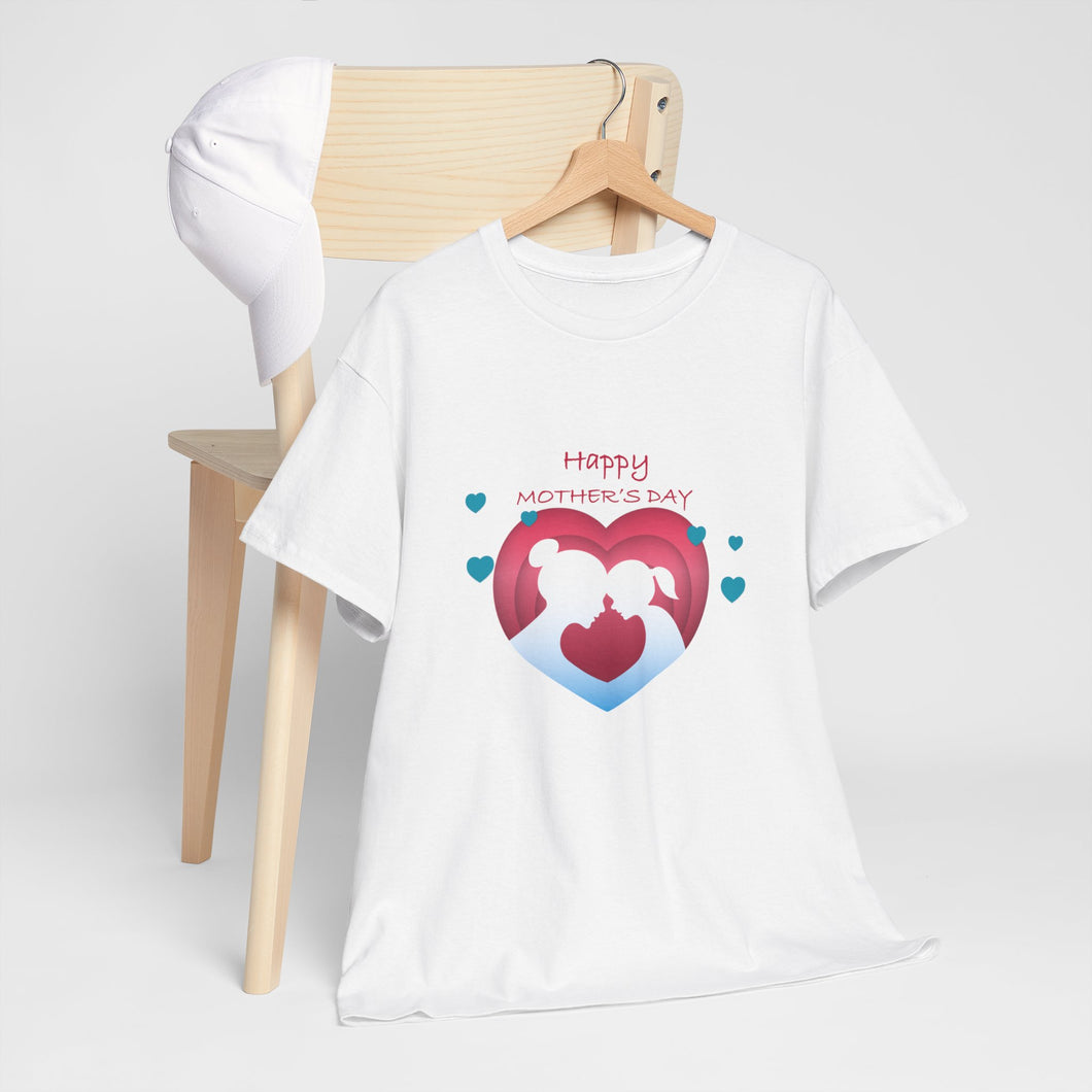 Personalized MOM Tshirt Small Blue_Red Heart For The Best Gift Custom Name_Date