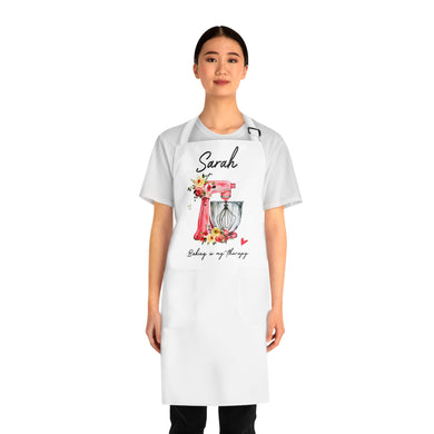 Baking is My Therapy Personalized Apron Utensils Custom Gift Personalized for Mom/Grandma