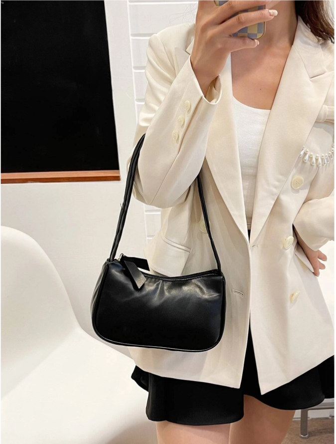 Minimalist Bag Vintage Underarm Purses Women's Solid Color Handbags