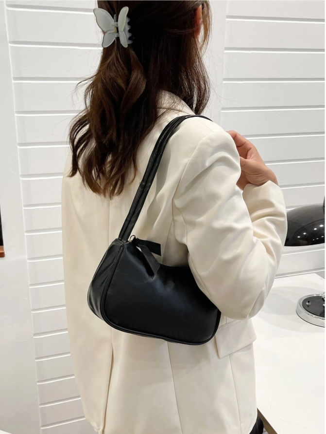 Minimalist Bag Vintage Underarm Purses Women's Solid Color Handbags