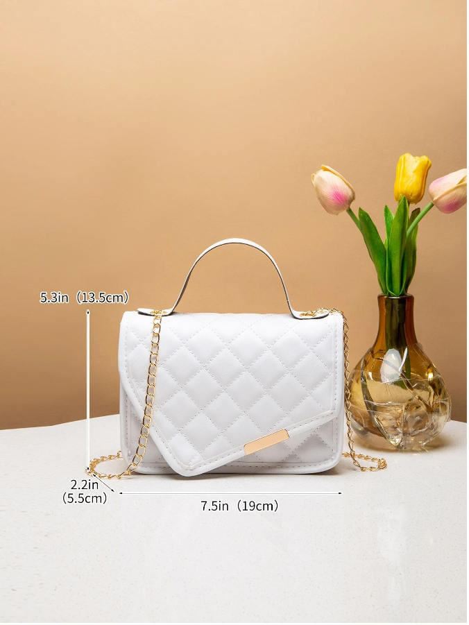 Mini Fashion Quilted Embroidered Ladies Crossbody Bag With Flap And Chain Strap