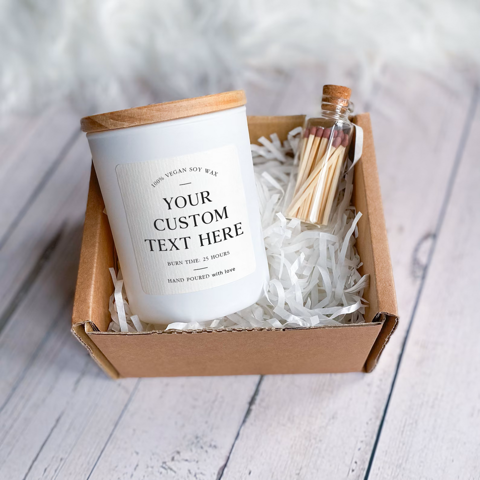 Custom text soy wax vegan candle / Your own text